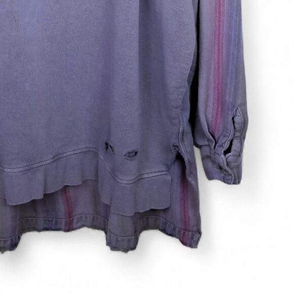 FREE PEOPLE Jackson Wyoming Oversized Distressed Crew Mixed Media Sweatshirt - M - Picture 13 of 13